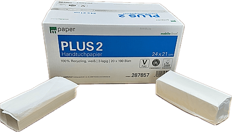 mpaper Papierhandtücher Plus² 2-lagig V-Falz 24,2x21cm (3800 Stück)
